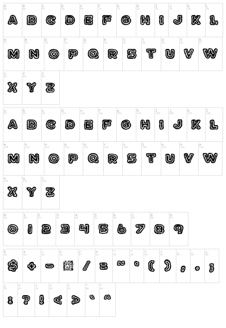 Jazz Zebra font map